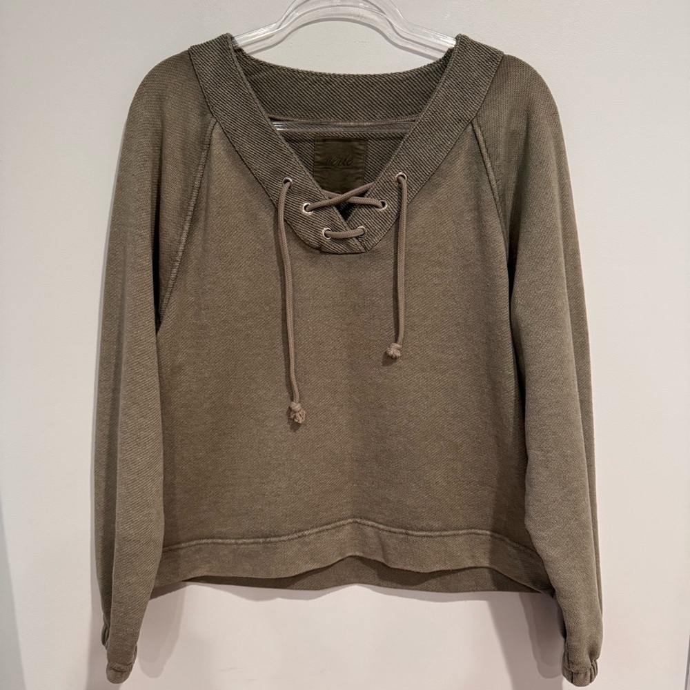 Aerie V-Neck Lace Up Sweatshirt Size S